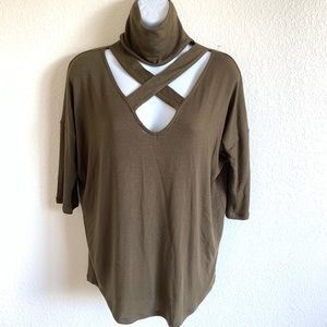 EXPRESS | Cross front turtleneck